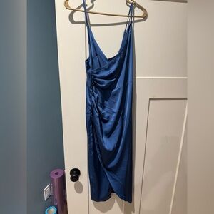 Elegant Blue Draped Women's Dress